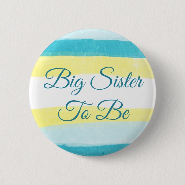 Wird große Schwester gelbe blaue Babyparty-Button Button (Vorderseite)