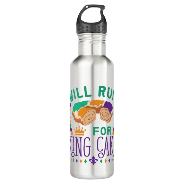 Wird laufen für King Cake Funny Mardi Gras Running Edelstahlflasche (Vorderseite)
