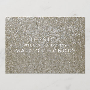 Wird meine Trauzeugin White Sequins Card sein? Einladung