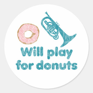 Wird Mellophone für Donuts spielen Runder Aufkleber