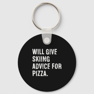Wird Skifahrerratschläge für Pizza geben Lustiger Schlüsselanhänger