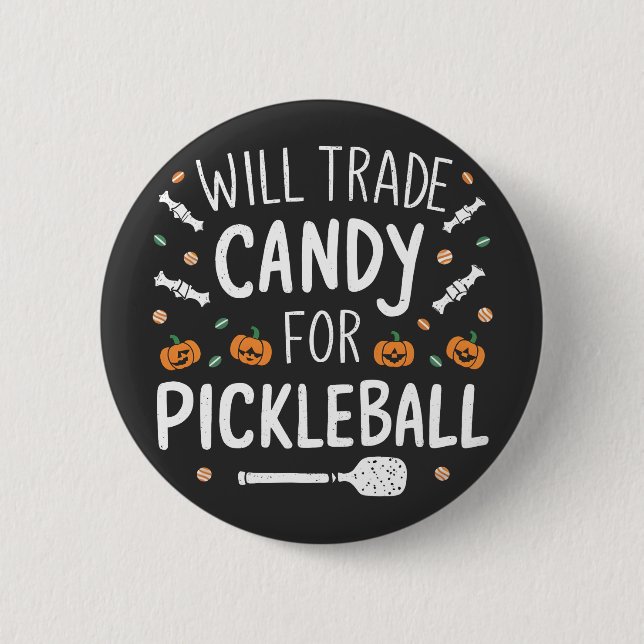Wird Süßigkeiten gegen Pickleball verkaufen Spooky Button (Vorderseite)