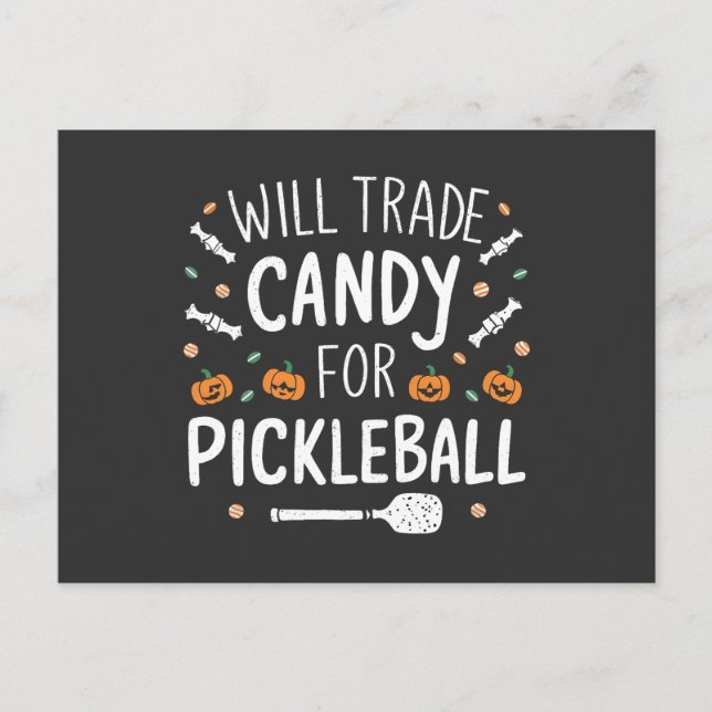 Wird Süßigkeiten gegen Pickleball verkaufen Spooky Einladungspostkarte (Vorderseite)