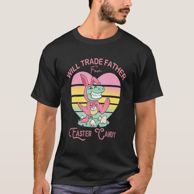 Wird Vater für Ostern Candy Dinosaurier Trex B T-Shirt (Vorderseite)