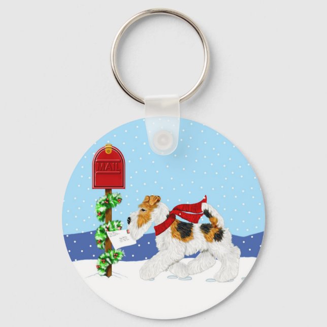 Wire Fox Christmas Mail Schlüsselanhänger (Vorderseite)