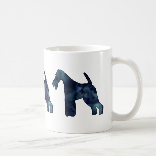 Wire Fox Terrier Black Watercolor Silhouette Kaffeetasse (Rechts)