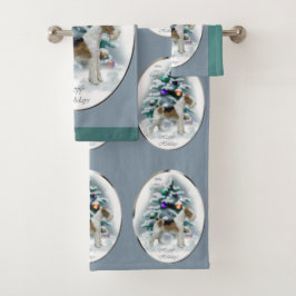 Wire Fox Terrier Christmas Badhandtuch Set