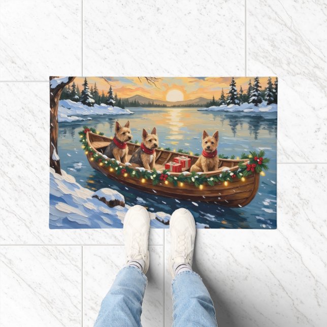 Wire Fox Terrier Christmas Boat Holiday Fußmatte (Indoor)
