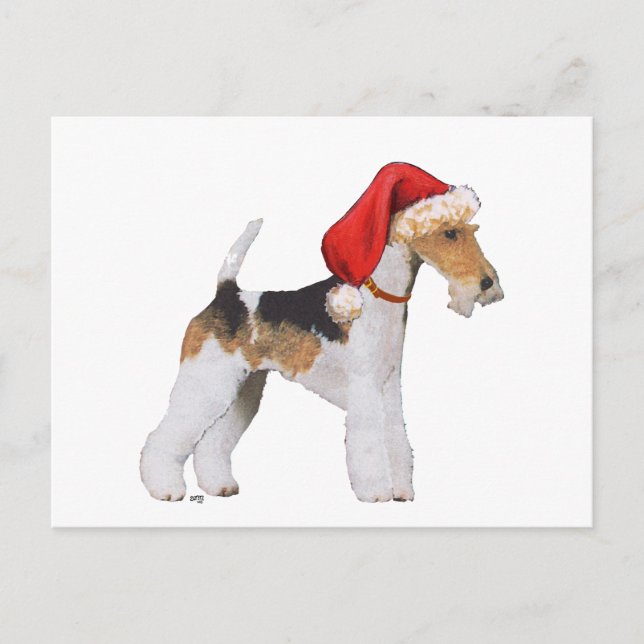 Wire Fox Terrier Christmas Feiertagspostkarte (Vorderseite)