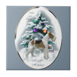 Wire Fox Terrier Christmas Fliese