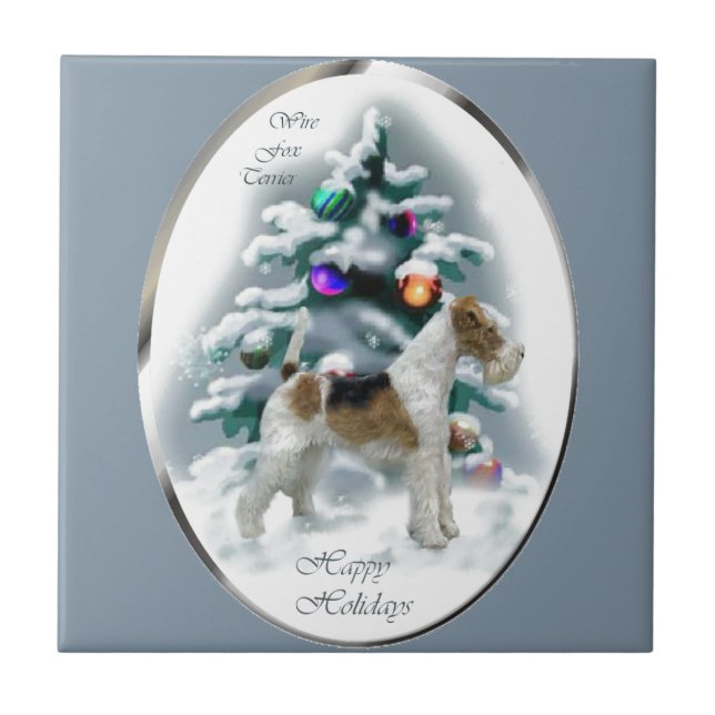 Wire Fox Terrier Christmas Fliese (Vorderseite)