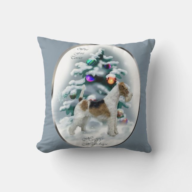 Wire Fox Terrier Christmas Kissen (Vorderseite)