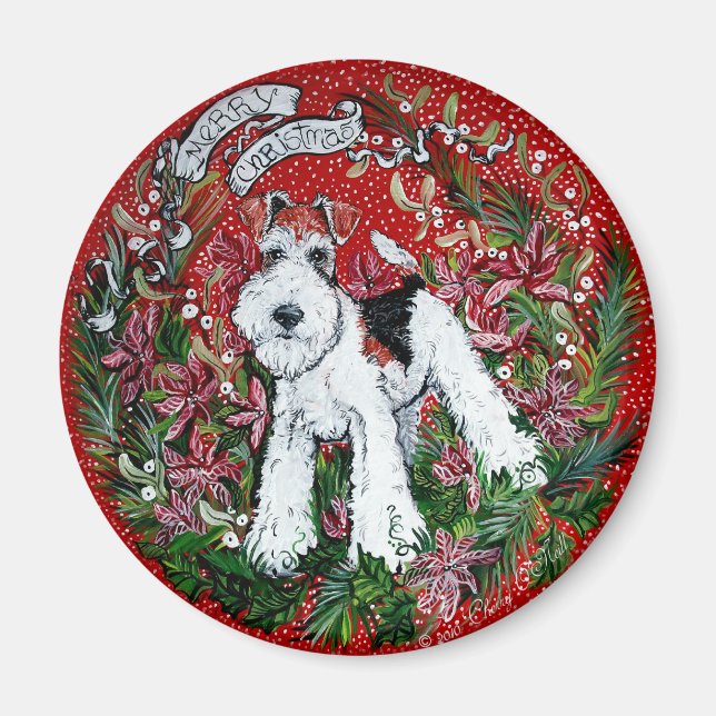 Wire Fox Terrier Christmas Magnet (Vorne)