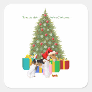 Wire Fox Terrier Christmas Quadratischer Aufkleber