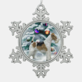 Wire Fox Terrier Christmas Schneeflocken Zinn-Ornament