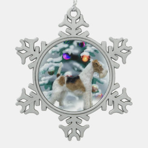 Wire Fox Terrier Christmas Schneeflocken Zinn-Ornament