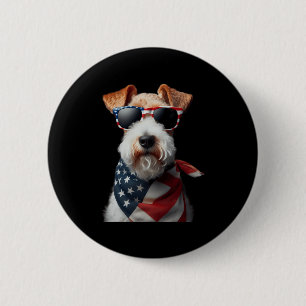 Wire Fox Terrier Dog 4. Juli Amerikanische Unabhän Button