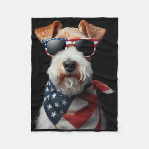 Wire Fox Terrier Dog 4. Juli Amerikanische Unabhän Fleecedecke