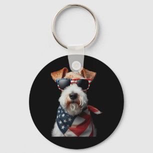 Wire Fox Terrier Dog 4. Juli Amerikanische Unabhän Schlüsselanhänger