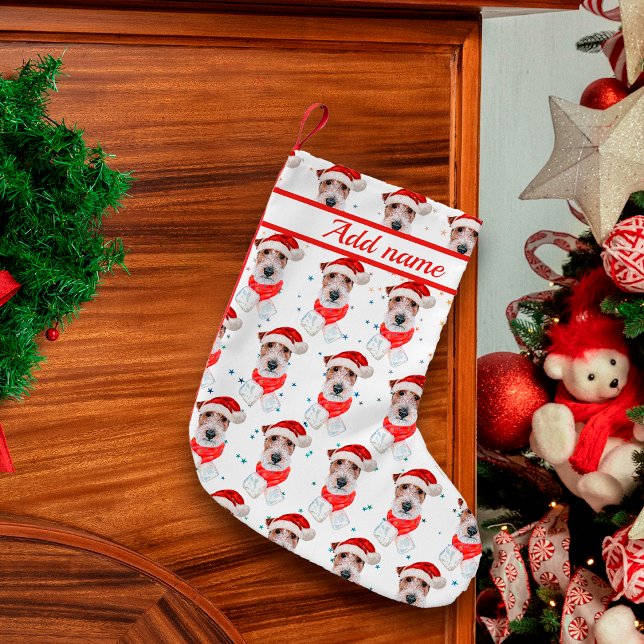 Wire Fox Terrier Dog Breed Christmas Stars Kleiner Weihnachtsstrumpf (Von Creator hochgeladen)