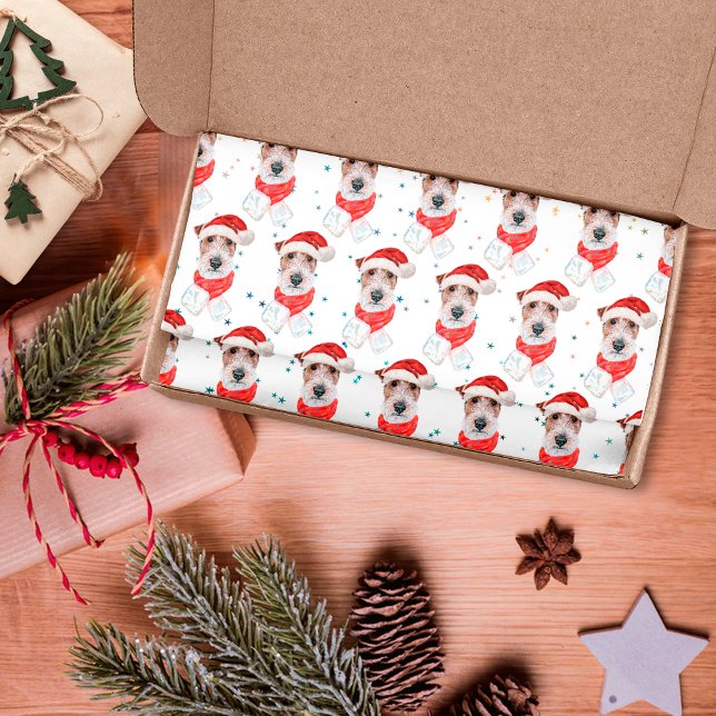 Wire Fox Terrier Dog Breed Christmas Stars Seidenpapier (Von Creator hochgeladen)