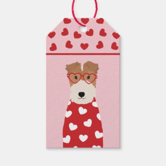 Wire Fox Terrier Dog Brille Herzmuster Geschenkanhänger