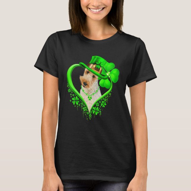 Wire Fox Terrier Dog St Patricks Day Lover Irish S T-Shirt (Vorderseite)