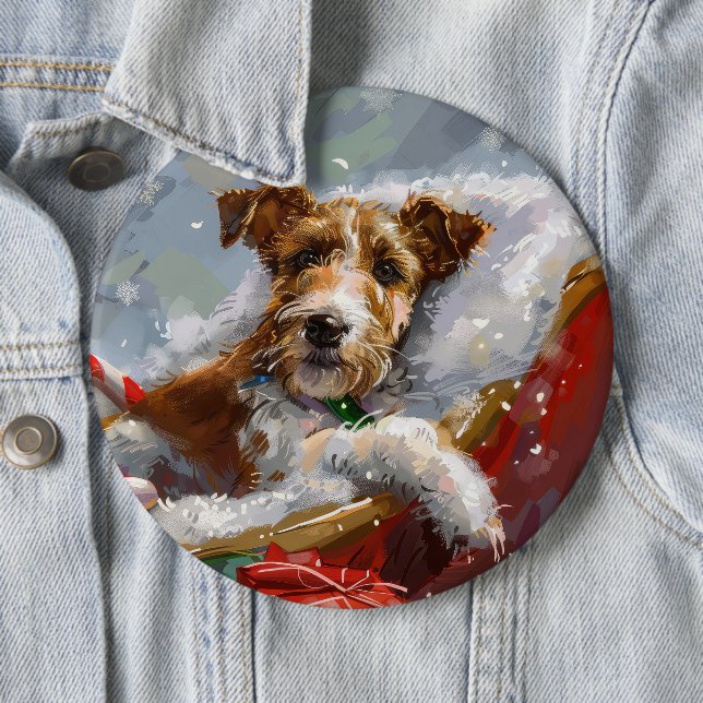 Wire Fox Terrier Dog Weihnachtsfest Button (Beispiel)