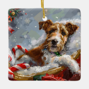 Wire Fox Terrier Dog Weihnachtsfest Keramikornament