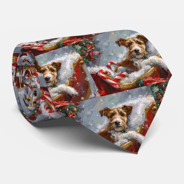 Wire Fox Terrier Dog Weihnachtsfest Krawatte (Gerollt)