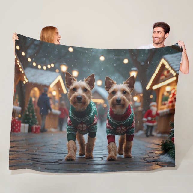 Wire Fox Terrier Dogs Christmas Snow Holiday Fleecedecke (Beispiel)