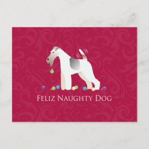 Wire Fox Terrier Feliz Naughty Dog Weihnachten