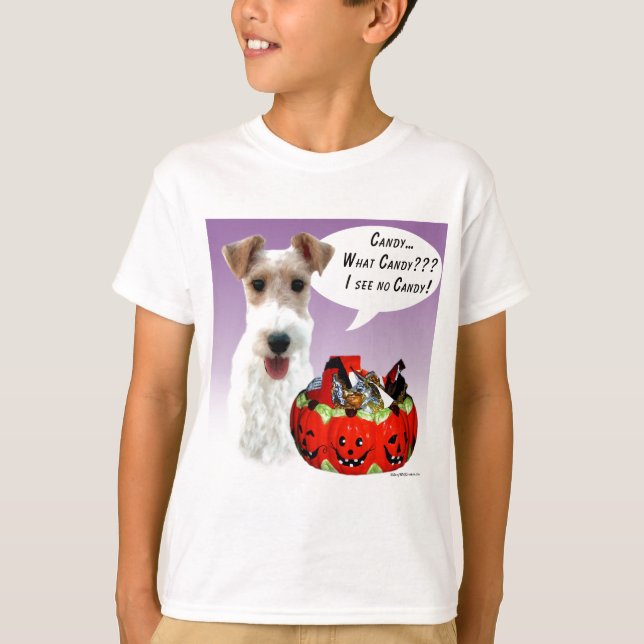Wire Fox Terrier Halloween Candy T-Shirt (Vorderseite)
