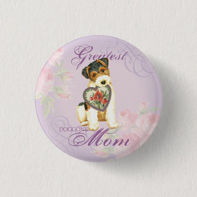 Wire Fox Terrier Heart Mama Button (Vorderseite)
