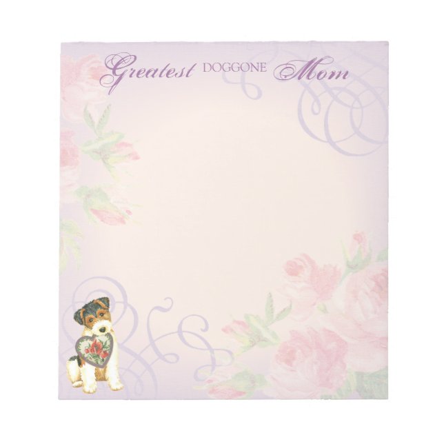 Wire Fox Terrier Heart Mama Notizblock (Vorderseite)