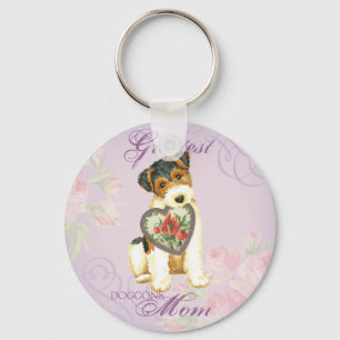 Wire Fox Terrier Heart Mom Schlüsselanhänger