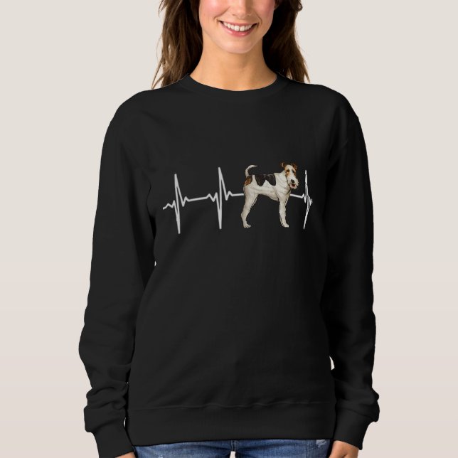 Wire Fox Terrier Heartbeat Liebe Mein Hund Sweatshirt (Vorderseite)