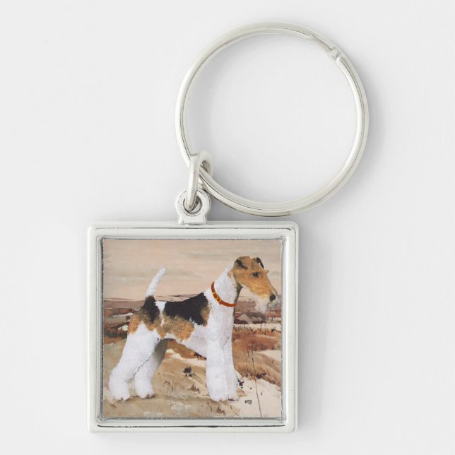 Wire Fox Terrier Herbst Schlüsselanhänger (Vorne)