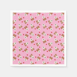 Wire Fox Terrier Hund Herz Brille Muster Pink Serviette