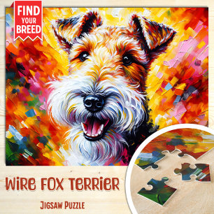 Wire Fox Terrier Hund Portrait Acryl Kunst Druck