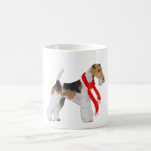 Wire Fox Terrier in einem Scarf Kaffeetasse