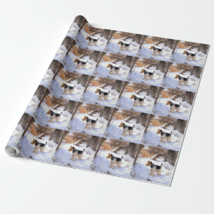 Wire Fox Terrier lässt es Weihnachten schnee Geschenkpapier