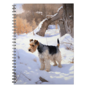 Wire Fox Terrier lässt es Weihnachten schnee Notizblock