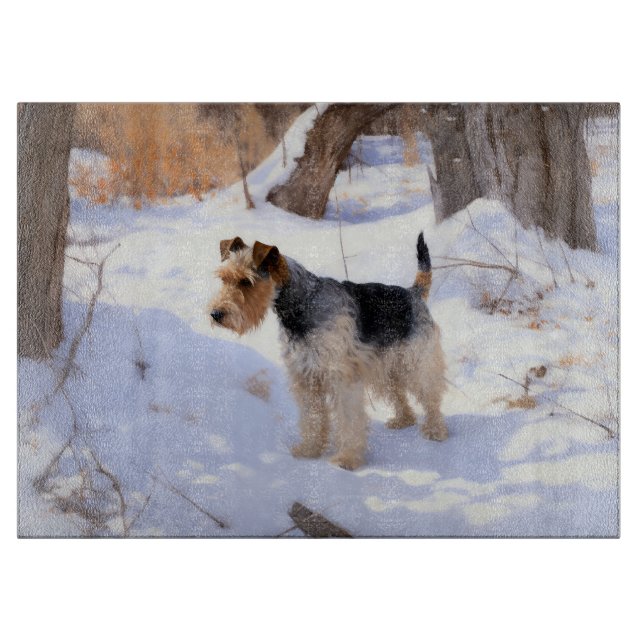 Wire Fox Terrier lässt es Weihnachten schnee Schneidebrett (Vorderseite)