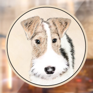 Wire Fox Terrier Malerei - Süße originelle Hundeku Fensteraufkleber