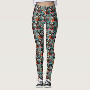 Wire Fox Terrier mit Herz Rosen Valentinstag Leggings