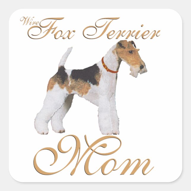 Wire Fox Terrier Muttertag Quadratischer Aufkleber (Vorderseite)