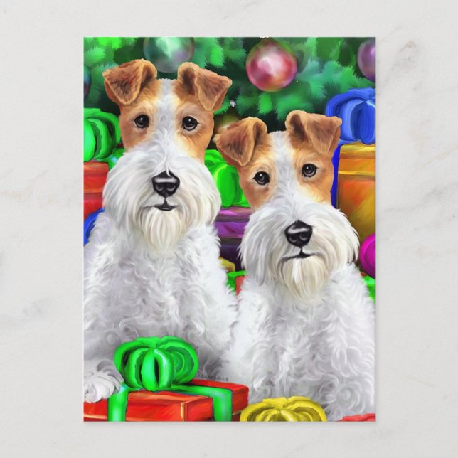 Wire Fox Terrier Open Geschenke Weihnachten (Vorderseite)