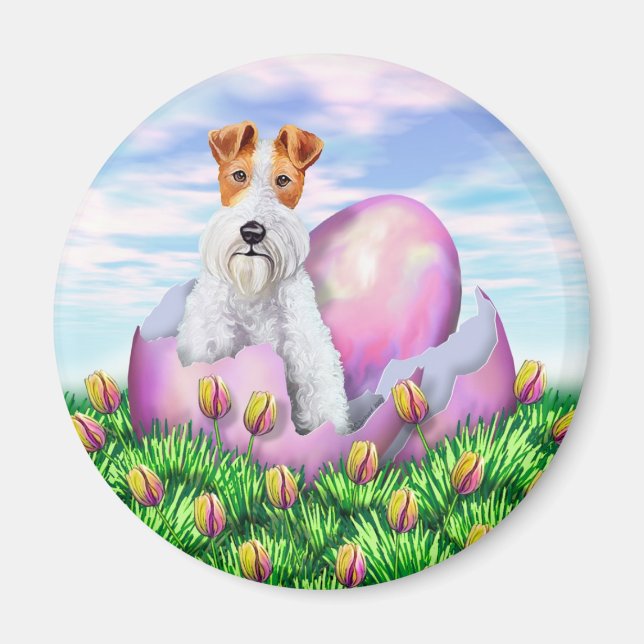 Wire Fox Terrier Oster Magnet (Vorne)