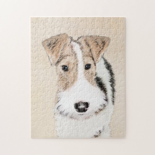 Wire Fox Terrier Painting - Niedliche Original Dog (Vertikal)